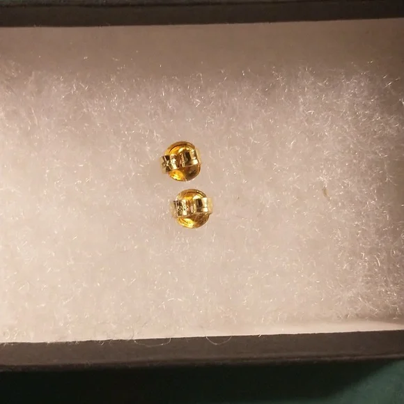 Genuine Ivory & 14 karat gold hoop earrings w/ gold ribboning, posts & backings - Picture 6 of 8